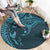 Hawaiian Manta Ray and Polynesian Tribal Tattoo Round Carpet Turquoise Color LT03