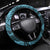 Hawaiian Manta Ray and Polynesian Tribal Tattoo Steering Wheel Cover Turquoise Color LT03