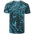 Hawaiian Manta Ray and Polynesian Tribal Tattoo T Shirt Turquoise Color LT03