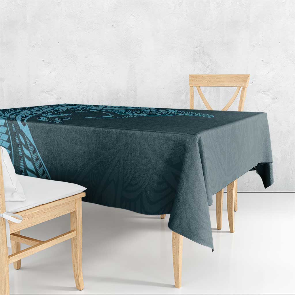 Hawaiian Manta Ray and Polynesian Tribal Tattoo Tablecloth Turquoise Color LT03 - Polynesian Pride