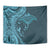 Hawaiian Manta Ray and Polynesian Tribal Tattoo Tapestry Turquoise Color LT03