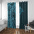 Hawaiian Manta Ray and Polynesian Tribal Tattoo Window Curtain Turquoise Color LT03