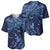 Hawaiian Manta Ray and Polynesian Tribal Tattoo Baseball Jersey Dark Navy Color LT03