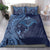 Hawaiian Manta Ray and Polynesian Tribal Tattoo Bedding Set Dark Navy Color LT03