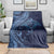 Hawaiian Manta Ray and Polynesian Tribal Tattoo Blanket Dark Navy Color LT03