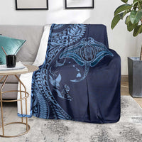 Hawaiian Manta Ray and Polynesian Tribal Tattoo Blanket Dark Navy Color LT03 - Polynesian Pride