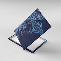 Hawaiian Manta Ray and Polynesian Tribal Tattoo Canvas Wall Art Dark Navy Color LT03 With Frame Dark Navy - Polynesian Pride