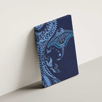 Hawaiian Manta Ray and Polynesian Tribal Tattoo Canvas Wall Art Dark Navy Color LT03 - Polynesian Pride