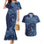 Hawaiian Manta Ray and Polynesian Tribal Tattoo Couples Matching Mermaid Dress and Hawaiian Shirt Dark Navy Color LT03