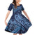 Hawaiian Manta Ray and Polynesian Tribal Tattoo Family Matching Off Shoulder Short Dress and Hawaiian Shirt Dark Navy Color LT03