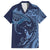 Hawaiian Manta Ray and Polynesian Tribal Tattoo Family Matching Puletasi and Hawaiian Shirt Dark Navy Color LT03