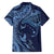 Hawaiian Manta Ray and Polynesian Tribal Tattoo Family Matching Puletasi and Hawaiian Shirt Dark Navy Color LT03