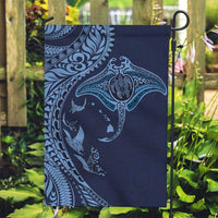 Hawaiian Manta Ray and Polynesian Tribal Tattoo Garden Flag Dark Navy Color LT03 Garden Flag Dark Navy - Polynesian Pride