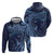 Hawaiian Manta Ray and Polynesian Tribal Tattoo Hoodie Dark Navy Color LT03