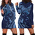 Hawaiian Manta Ray and Polynesian Tribal Tattoo Hoodie Dress Dark Navy Color LT03