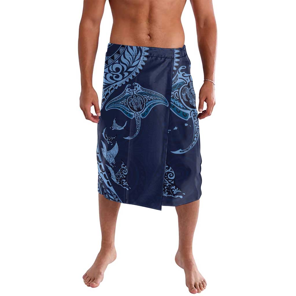 Hawaiian Manta Ray and Polynesian Tribal Tattoo Lavalava Dark Navy Color LT03 Dark Navy - Polynesian Pride