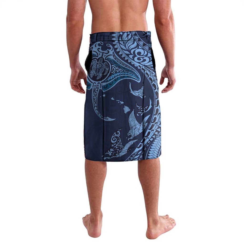 Hawaiian Manta Ray and Polynesian Tribal Tattoo Lavalava Dark Navy Color LT03 - Polynesian Pride