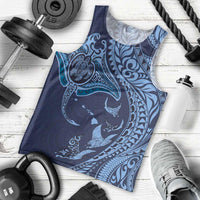 Hawaiian Manta Ray and Polynesian Tribal Tattoo Men Tank Top Dark Navy Color LT03 - Polynesian Pride