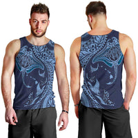 Hawaiian Manta Ray and Polynesian Tribal Tattoo Men Tank Top Dark Navy Color LT03 - Polynesian Pride