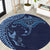 Hawaiian Manta Ray and Polynesian Tribal Tattoo Round Carpet Dark Navy Color LT03