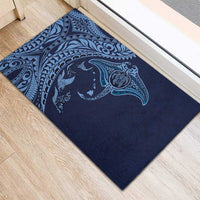 Hawaiian Manta Ray and Polynesian Tribal Tattoo Rubber Doormat Dark Navy Color LT03 - Polynesian Pride