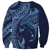 Hawaiian Manta Ray and Polynesian Tribal Tattoo Sweatshirt Dark Navy Color LT03 - Polynesian Pride