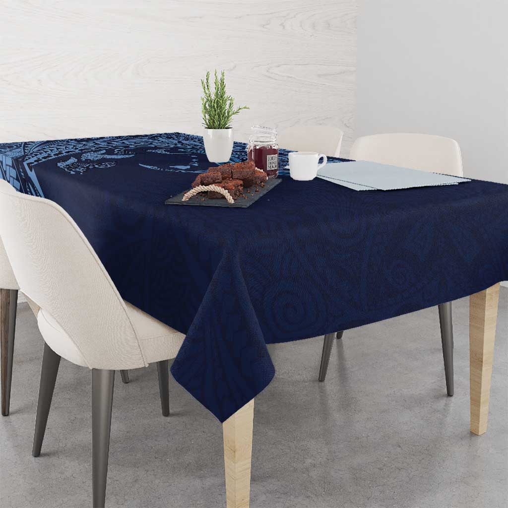 Hawaiian Manta Ray and Polynesian Tribal Tattoo Tablecloth Dark Navy Color LT03 - Polynesian Pride