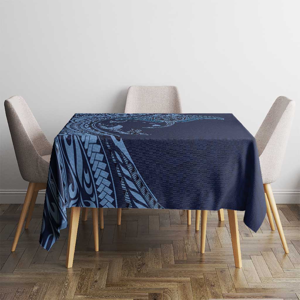 Hawaiian Manta Ray and Polynesian Tribal Tattoo Tablecloth Dark Navy Color LT03 - Polynesian Pride