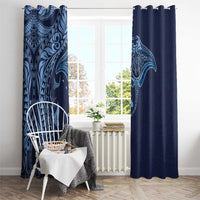Hawaiian Manta Ray and Polynesian Tribal Tattoo Window Curtain Dark Navy Color LT03 - Polynesian Pride