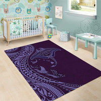 Hawaiian Manta Ray and Polynesian Tribal Tattoo Area Rug Purple Color LT03