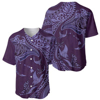 Hawaiian Manta Ray and Polynesian Tribal Tattoo Baseball Jersey Purple Color LT03