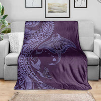 Hawaiian Manta Ray and Polynesian Tribal Tattoo Blanket Purple Color LT03 - Polynesian Pride