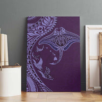 Hawaiian Manta Ray and Polynesian Tribal Tattoo Canvas Wall Art Purple Color LT03 - Polynesian Pride