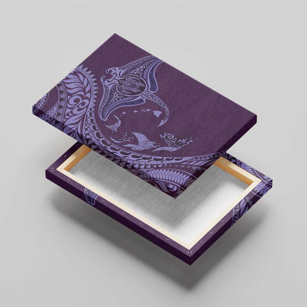 Hawaiian Manta Ray and Polynesian Tribal Tattoo Canvas Wall Art Purple Color LT03 - Polynesian Pride