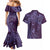 Hawaiian Manta Ray and Polynesian Tribal Tattoo Couples Matching Mermaid Dress and Hawaiian Shirt Purple Color LT03