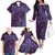 Hawaiian Manta Ray and Polynesian Tribal Tattoo Family Matching Off The Shoulder Long Sleeve Dress and Hawaiian Shirt Purple Color LT03