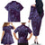 Hawaiian Manta Ray and Polynesian Tribal Tattoo Family Matching Off The Shoulder Long Sleeve Dress and Hawaiian Shirt Purple Color LT03