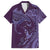 Hawaiian Manta Ray and Polynesian Tribal Tattoo Family Matching Off The Shoulder Long Sleeve Dress and Hawaiian Shirt Purple Color LT03