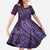 Hawaiian Manta Ray and Polynesian Tribal Tattoo Family Matching Short Sleeve Bodycon Dress and Hawaiian Shirt Purple Color LT03