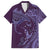 Hawaiian Manta Ray and Polynesian Tribal Tattoo Family Matching Short Sleeve Bodycon Dress and Hawaiian Shirt Purple Color LT03