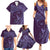 Hawaiian Manta Ray and Polynesian Tribal Tattoo Family Matching Summer Maxi Dress and Hawaiian Shirt Purple Color LT03