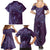 Hawaiian Manta Ray and Polynesian Tribal Tattoo Family Matching Summer Maxi Dress and Hawaiian Shirt Purple Color LT03