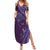 Hawaiian Manta Ray and Polynesian Tribal Tattoo Family Matching Summer Maxi Dress and Hawaiian Shirt Purple Color LT03