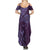 Hawaiian Manta Ray and Polynesian Tribal Tattoo Family Matching Summer Maxi Dress and Hawaiian Shirt Purple Color LT03