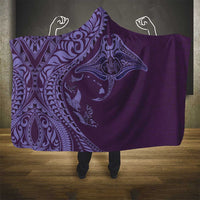 Hawaiian Manta Ray and Polynesian Tribal Tattoo Hooded Blanket Purple Color LT03 - Polynesian Pride