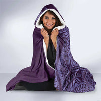Hawaiian Manta Ray and Polynesian Tribal Tattoo Hooded Blanket Purple Color LT03 - Polynesian Pride