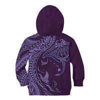 Hawaiian Manta Ray and Polynesian Tribal Tattoo Kid Hoodie Purple Color LT03