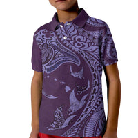 Hawaiian Manta Ray and Polynesian Tribal Tattoo Kid Polo Shirt Purple Color LT03