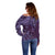 Hawaiian Manta Ray and Polynesian Tribal Tattoo Off Shoulder Sweater Purple Color LT03