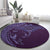 Hawaiian Manta Ray and Polynesian Tribal Tattoo Round Carpet Purple Color LT03